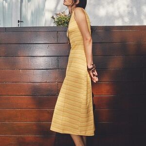 Zara yellow and orange rustic knit midi dress made in Europe NWT